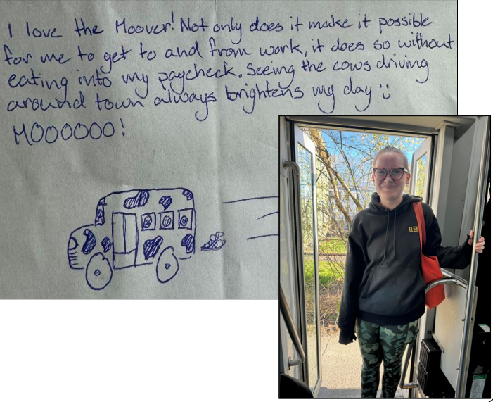 Microtransit rider and testimonial|||